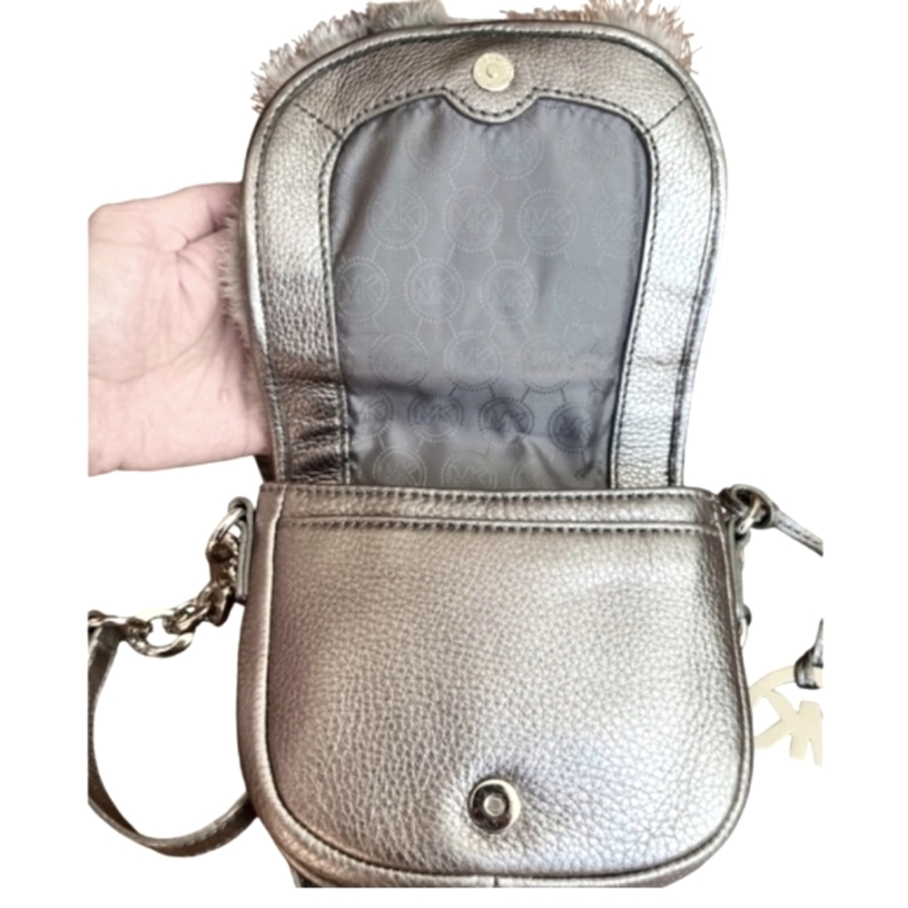 Michael Kors Gray Fur And Leather Crossbody Bag NWT - Picture 6 of 15